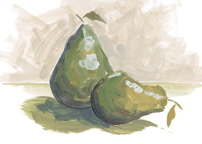 Art Pair of a Pear With Dark Finish Frame 14"x10"