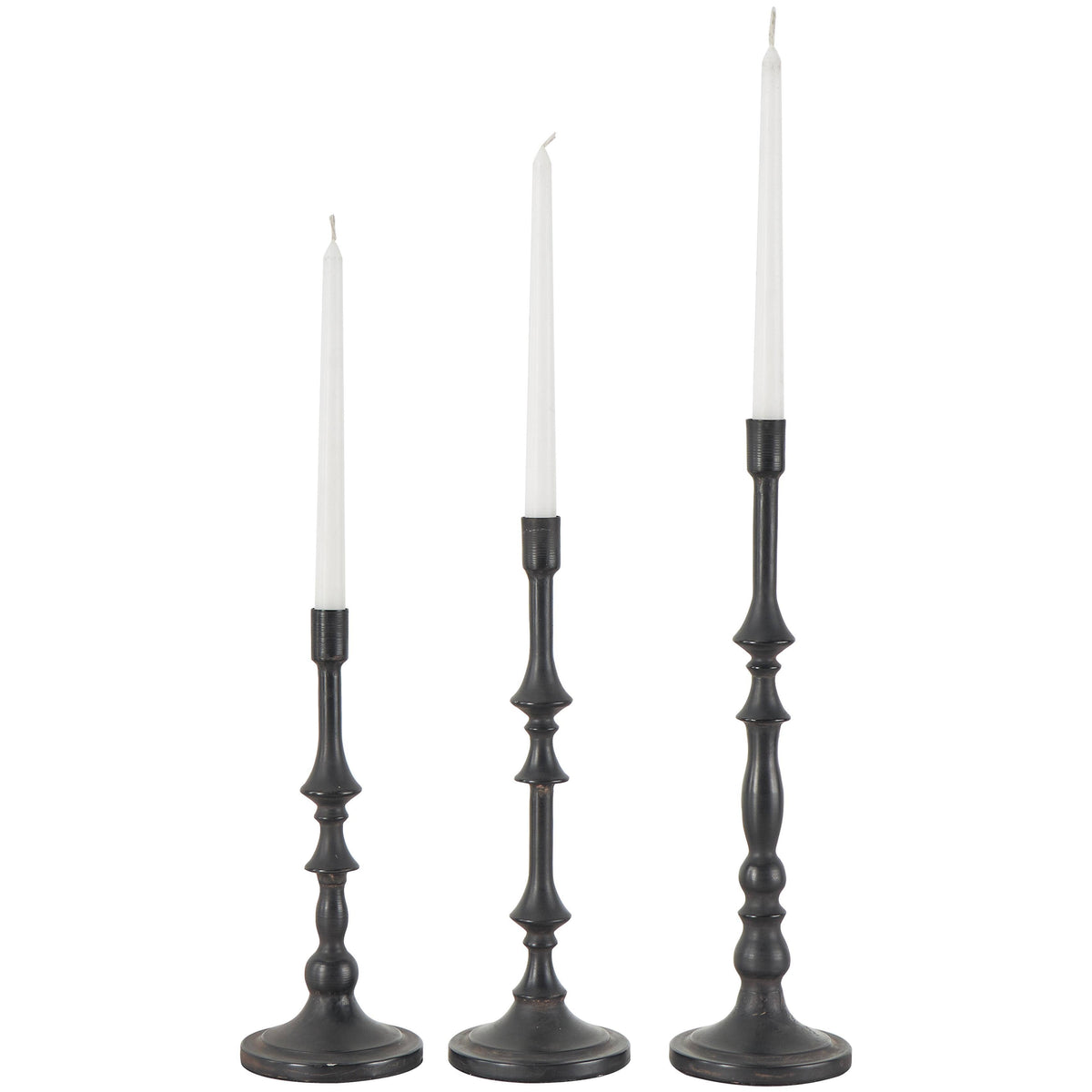 Candle Holder Set Traditional Black Metal