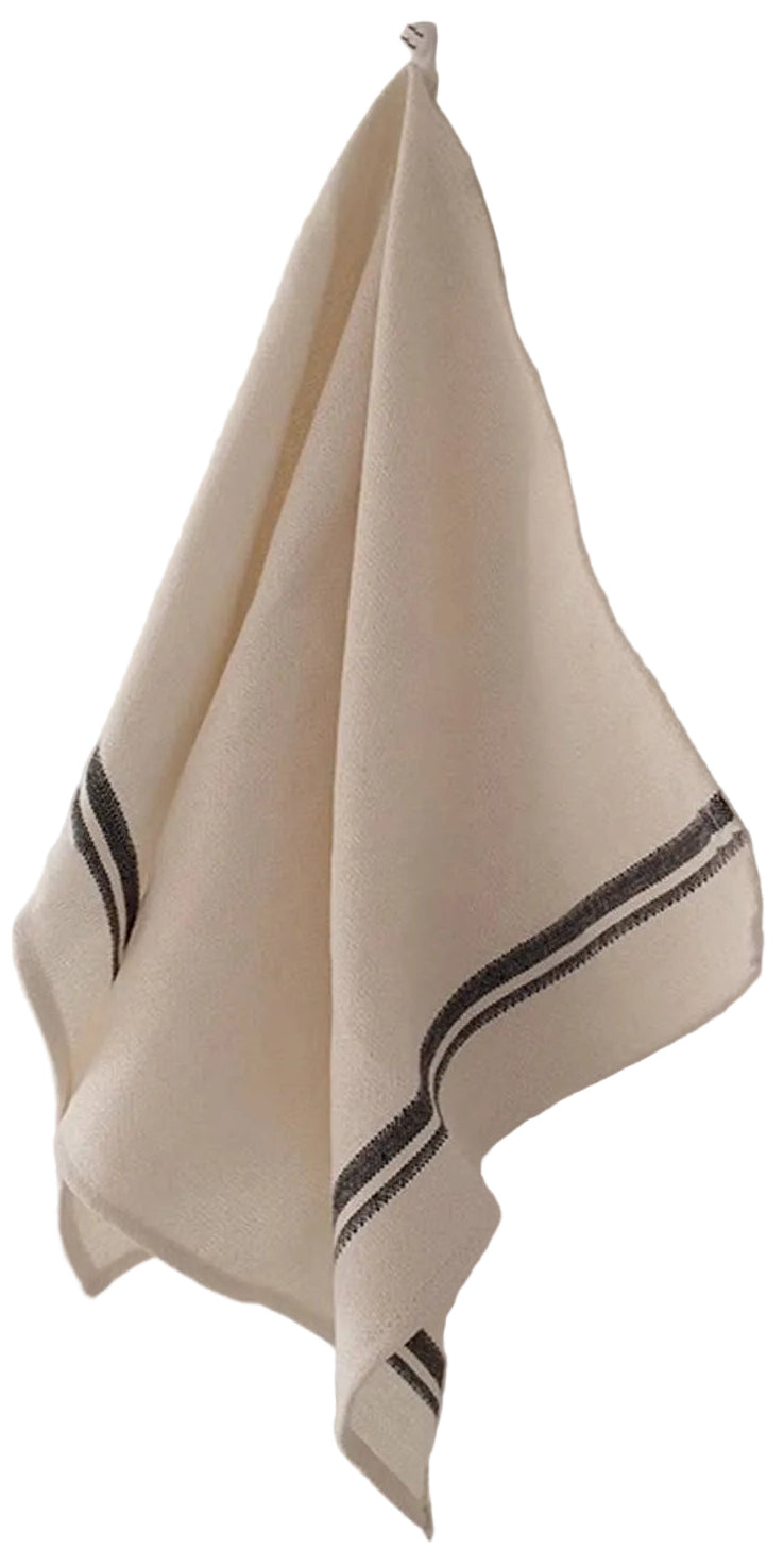 Linen Cotton Blend Cloth Napkin Black Stripes