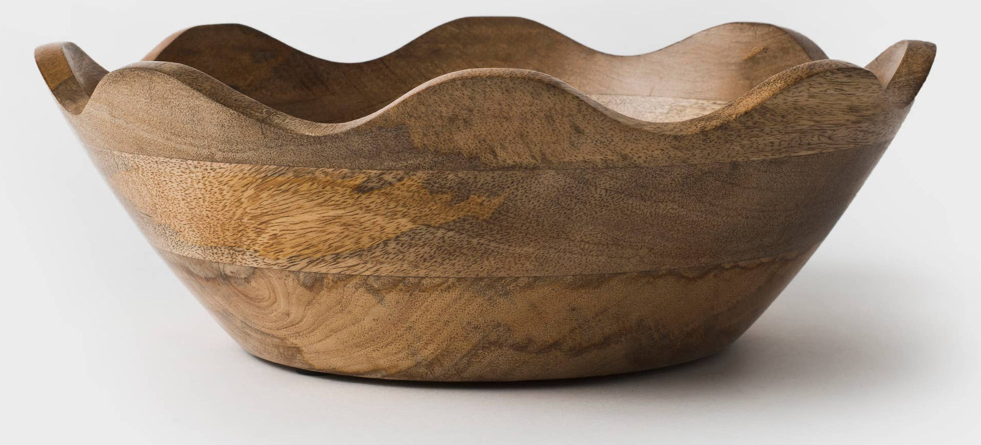 Scalloped Wooden Bowl Large