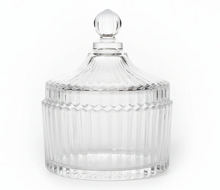 Ribbed Yurt Glass Jar with Lid: Large