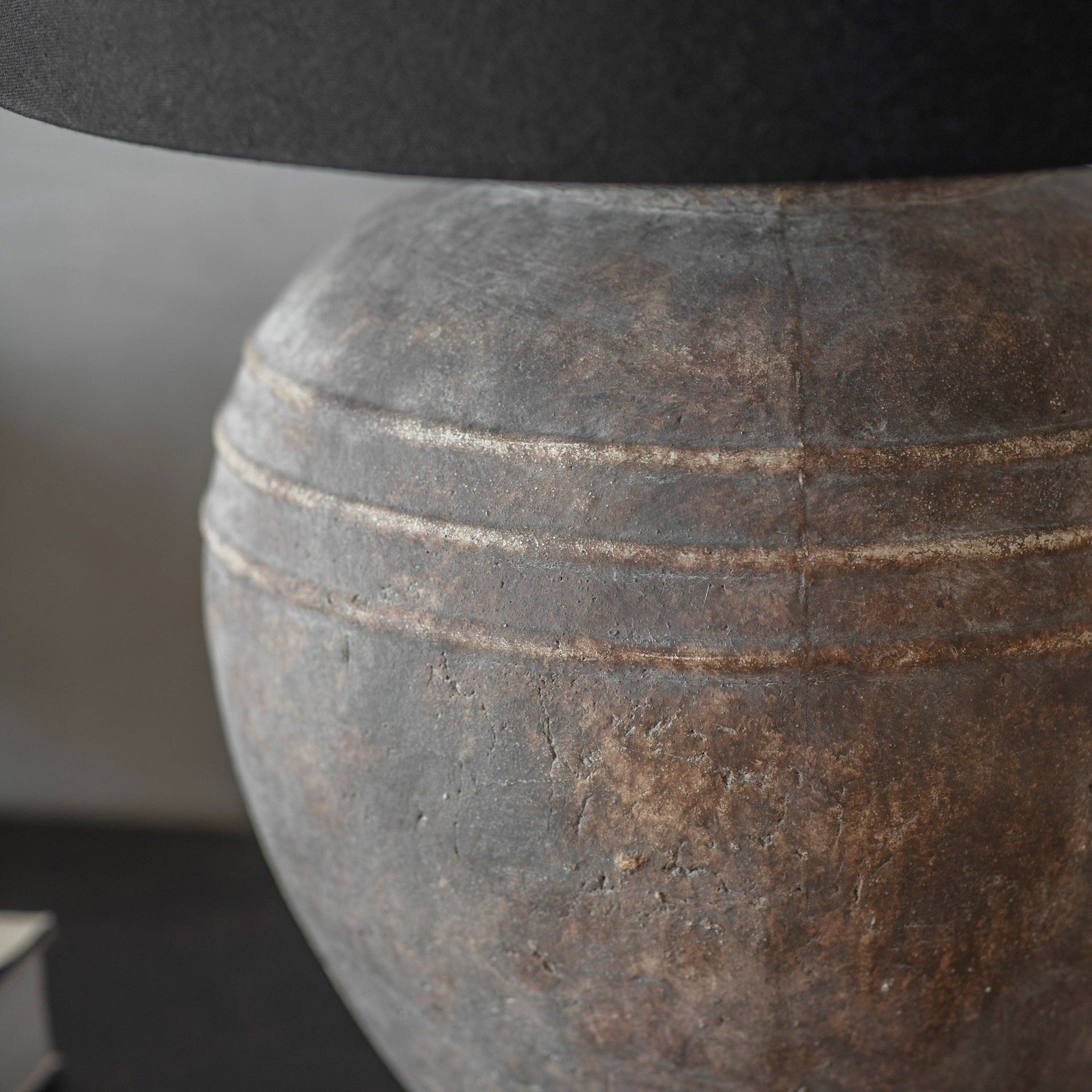 Aged Stone Spherical Table Lamp Large
