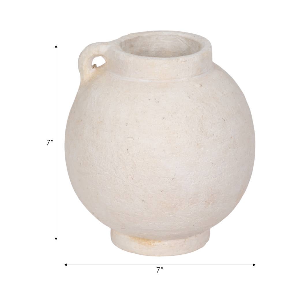 Ceramic Jug Round Bulbous Handle 7"