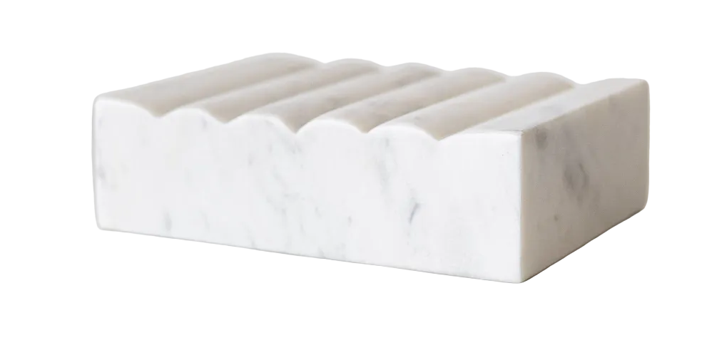 White Scalloped Marble Soap Dish