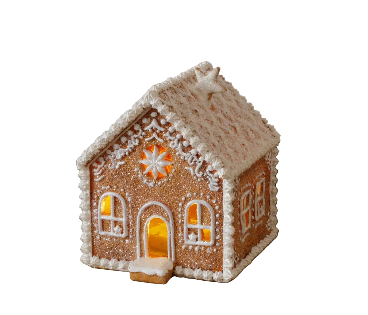 Lighted Gingerbread House Snowy Roof
