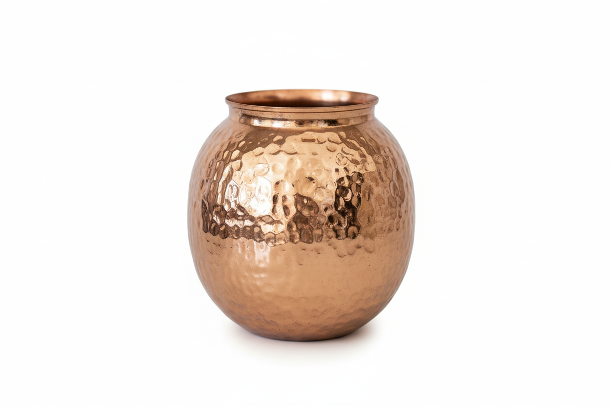 Copper Hammered Flower Vase Pot
