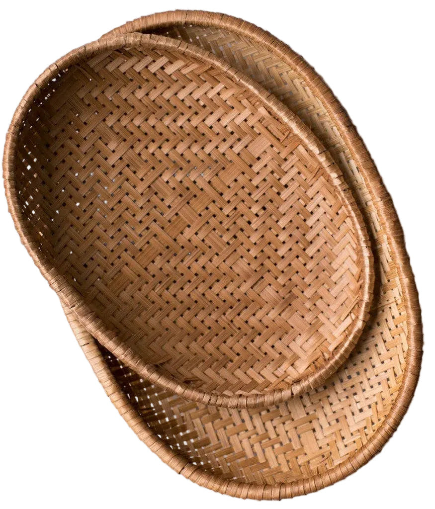 Woven Bamboo Smoked Tray Basket - Large