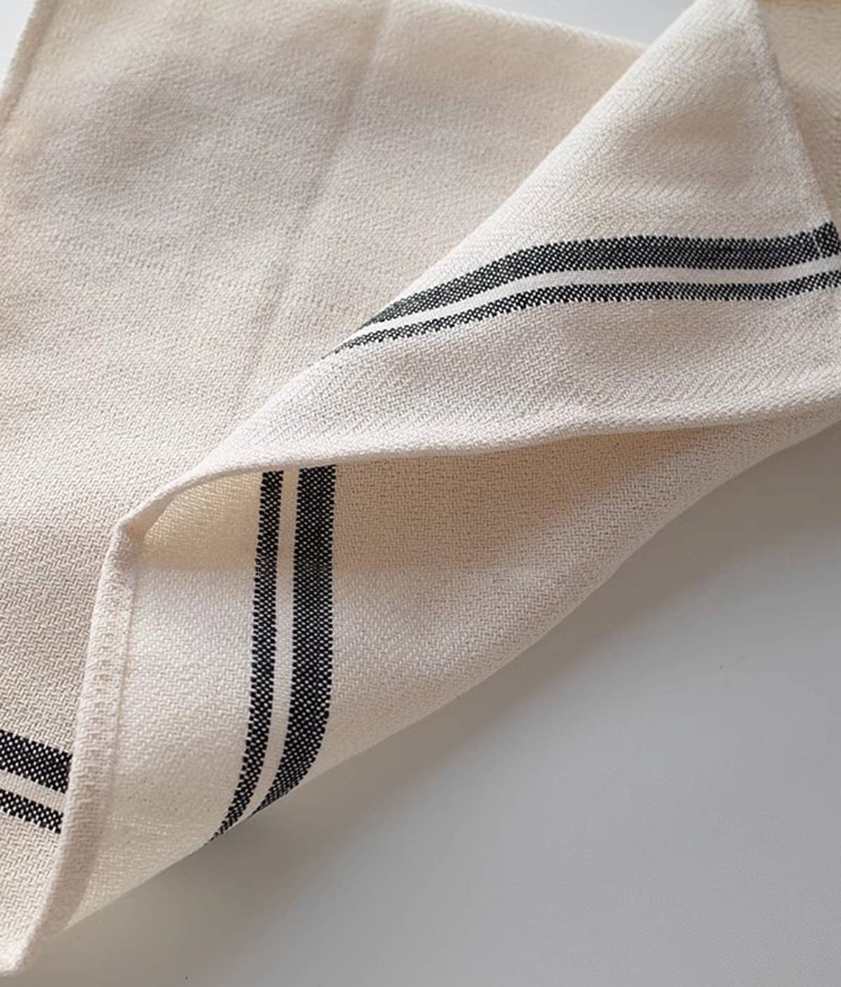 Linen Cotton Blend Cloth Napkin Black Stripes