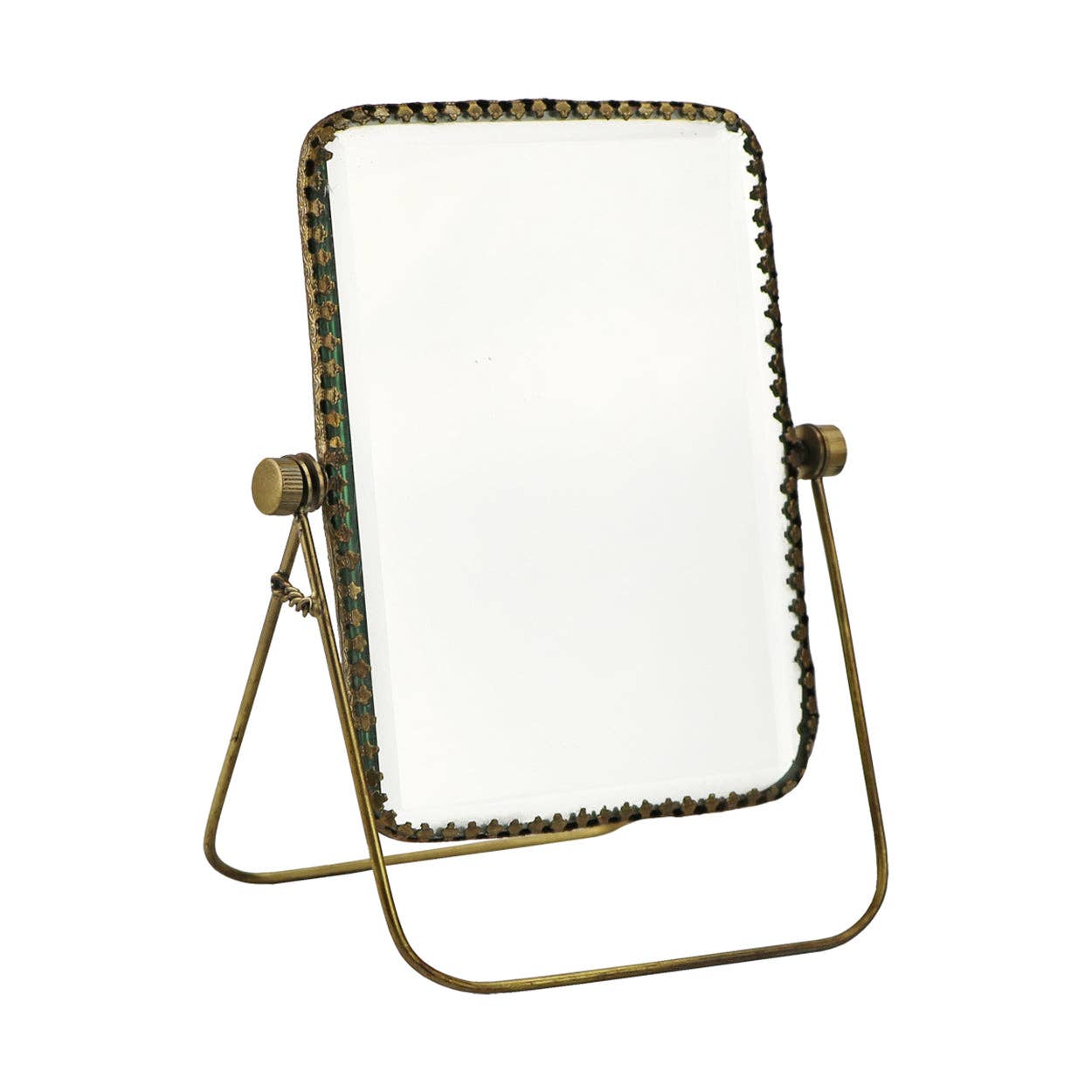 Vintage Embellished Brass Vanity Mirror