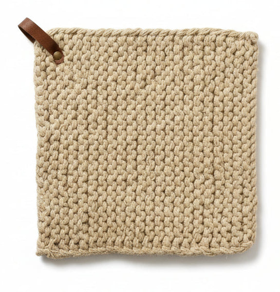 Pot Holder Knitted Tan