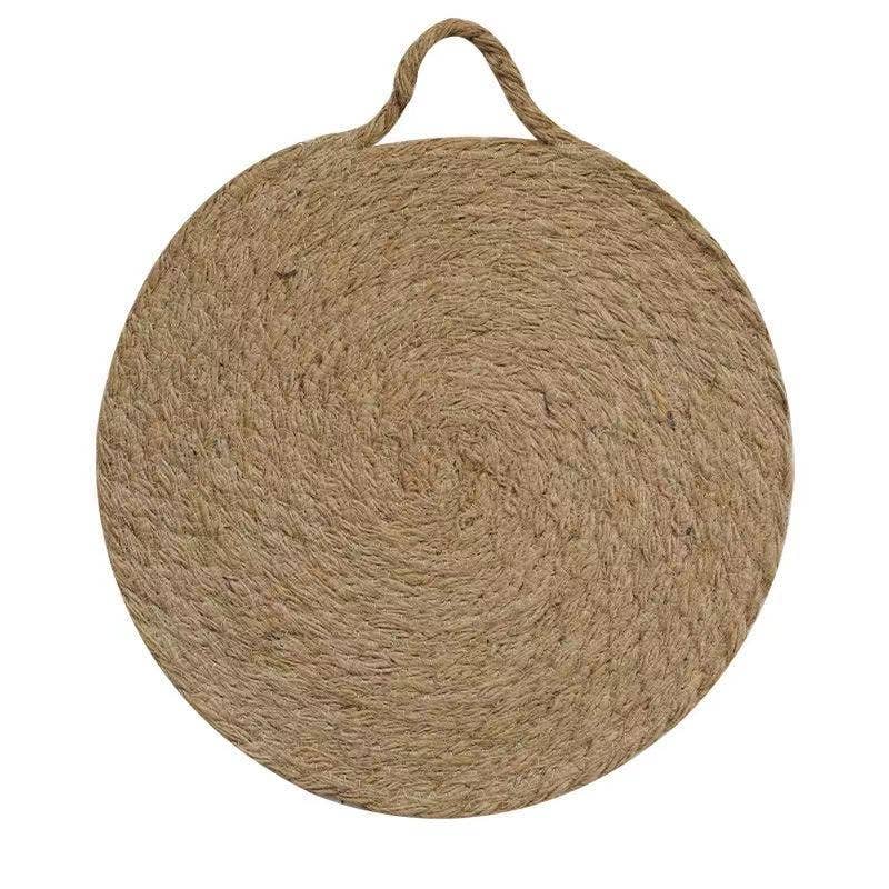 Trivet Round Woven Natural with Handle