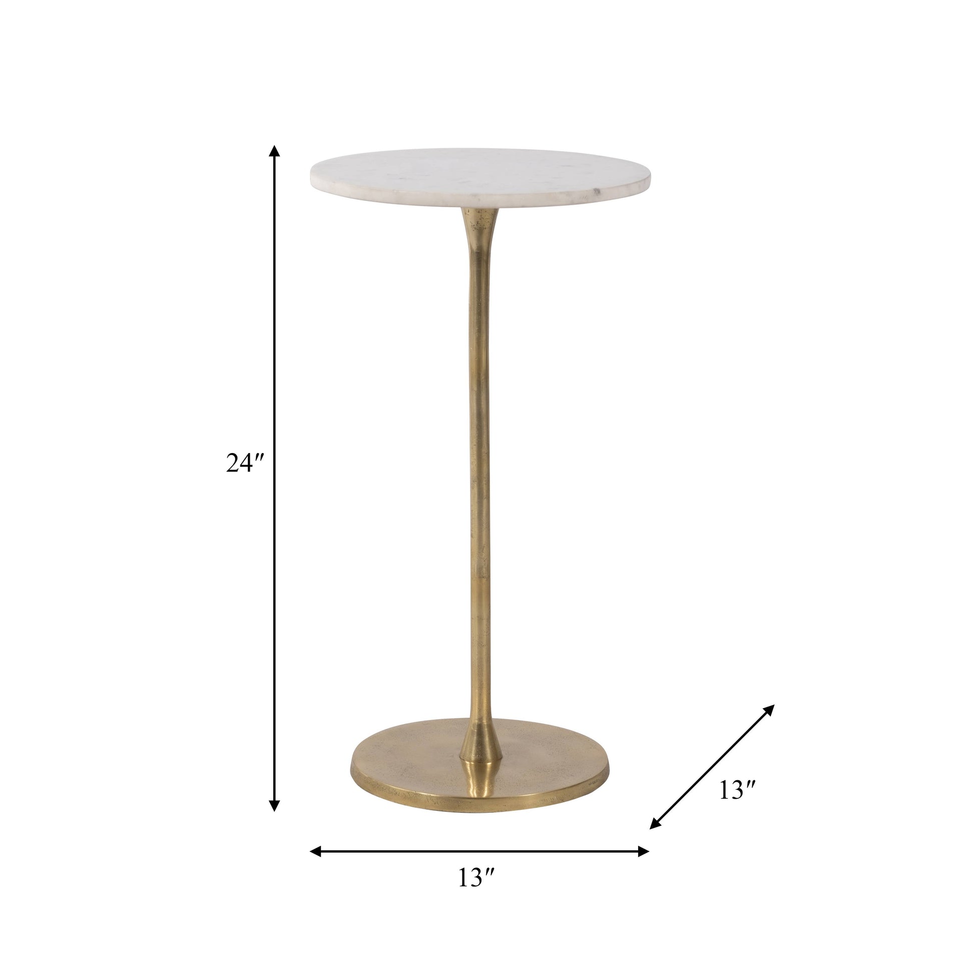 End Table Gold Marble Top 24"
