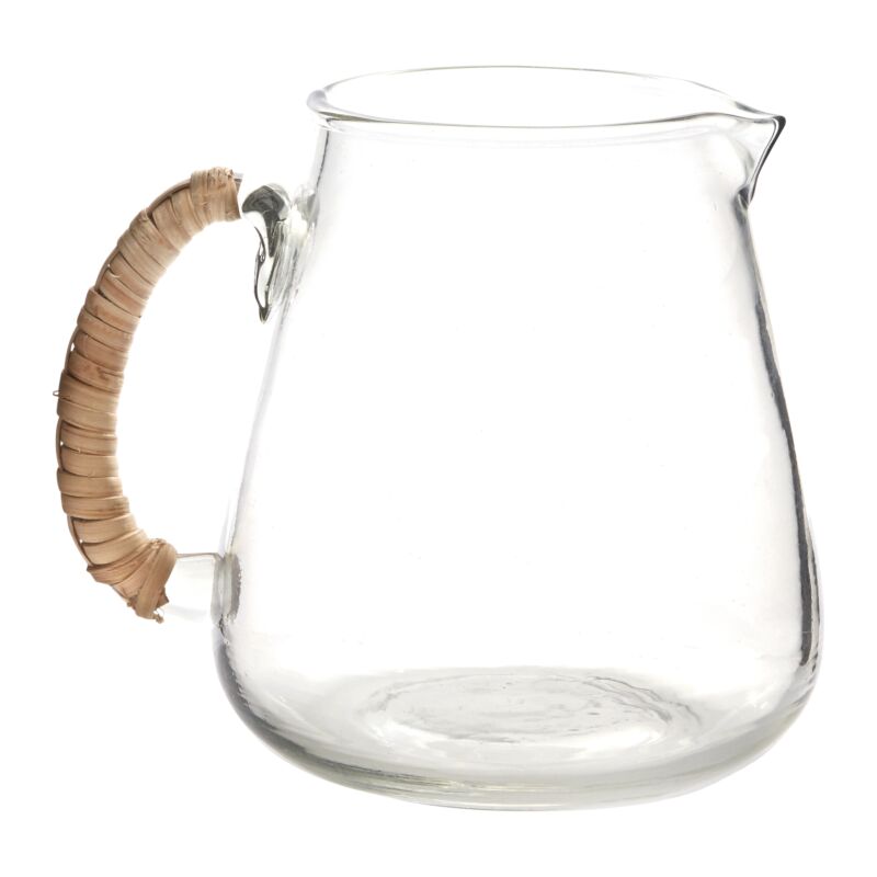 Pitcher Glass Wicker Handle