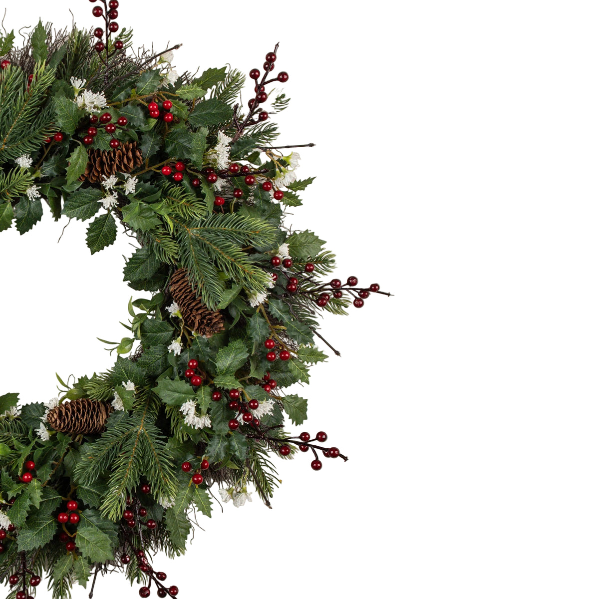 24" HOLLY, PINE, BERRY & WILD JASMINE WREATH