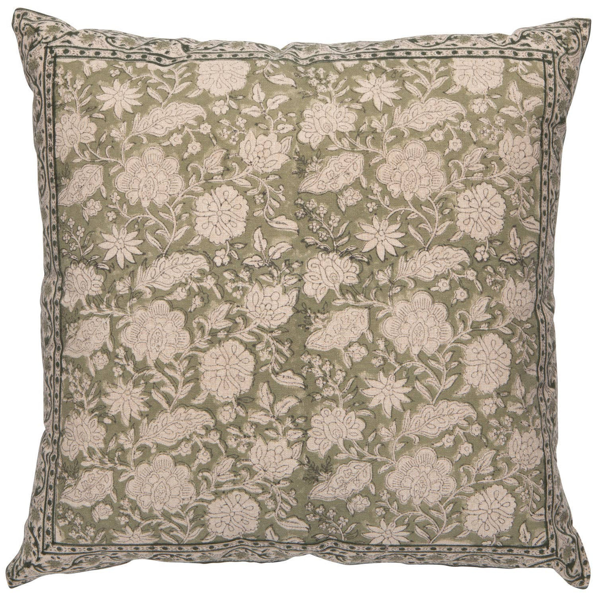 Embroidered Pillow Green 18x18"