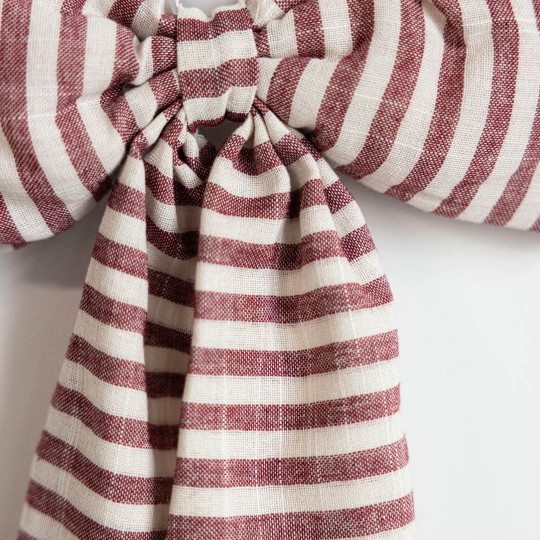 Bow Garland Striped Cranberry Red Fabric
