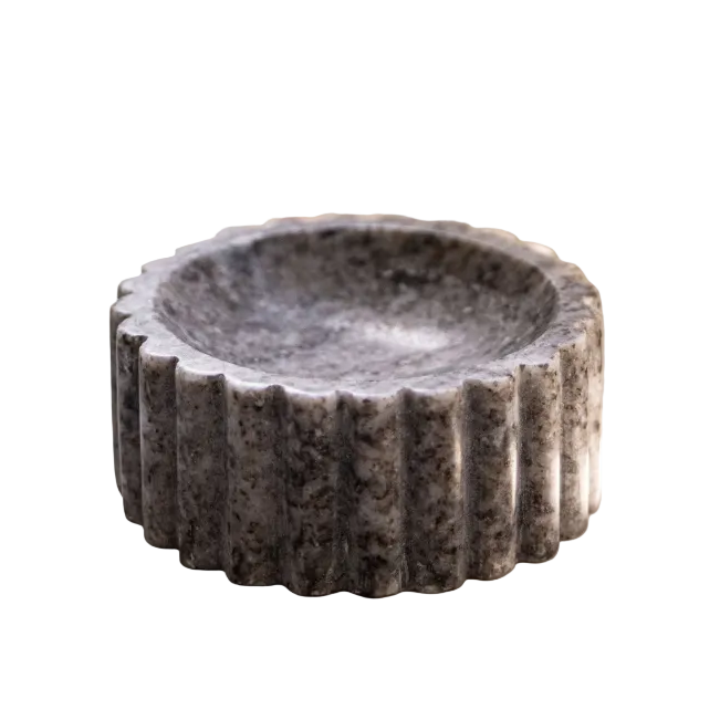 Marble Soap Dish Fluted Light Grey Tones