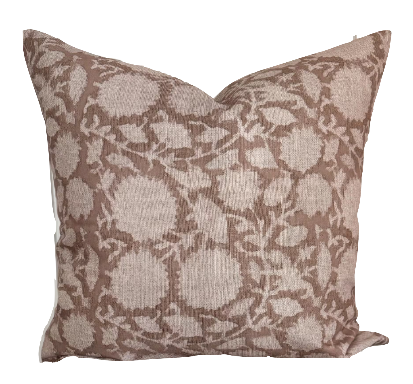 Pillow Brown Neutral Floral Handblock Cotton Synthetic Down