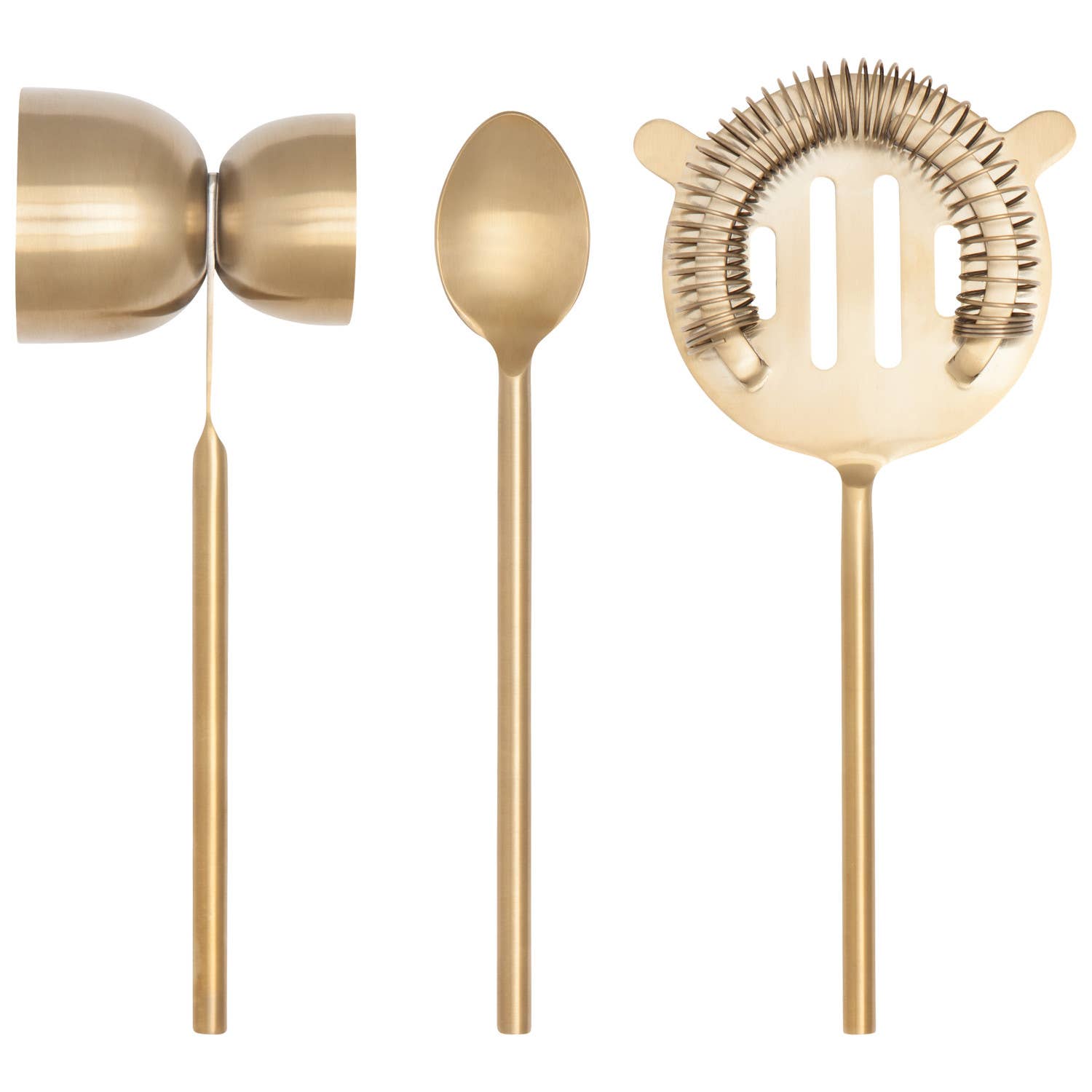 Bar Tools Matte Gold Stainless Steel (set of 3)