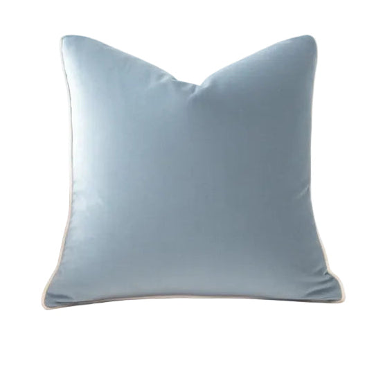 Pillow Blue Cream Trim Velvet