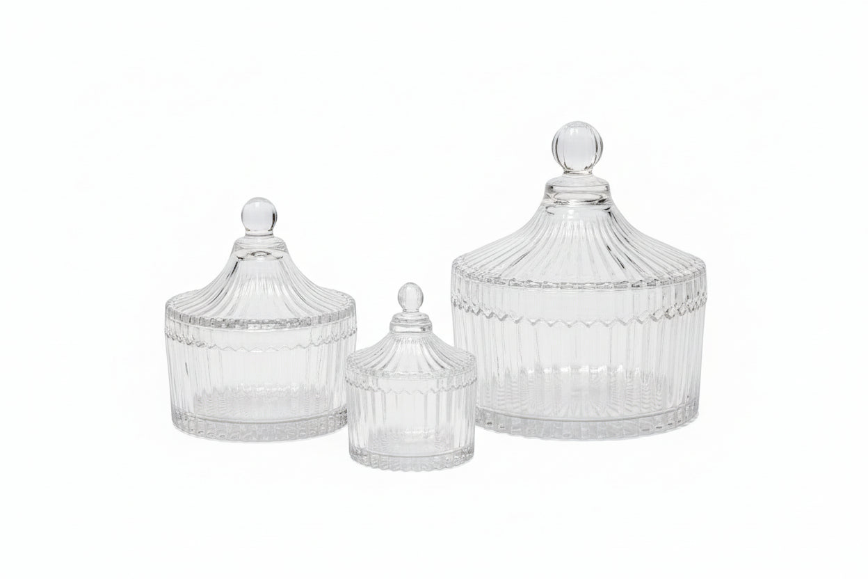 Ribbed Yurt Glass Jar with Lid: Large