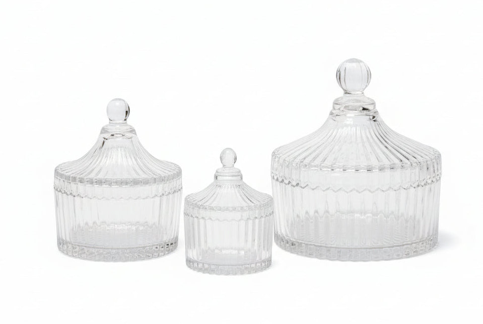 Ribbed Yurt Glass Jar with Lid: Small