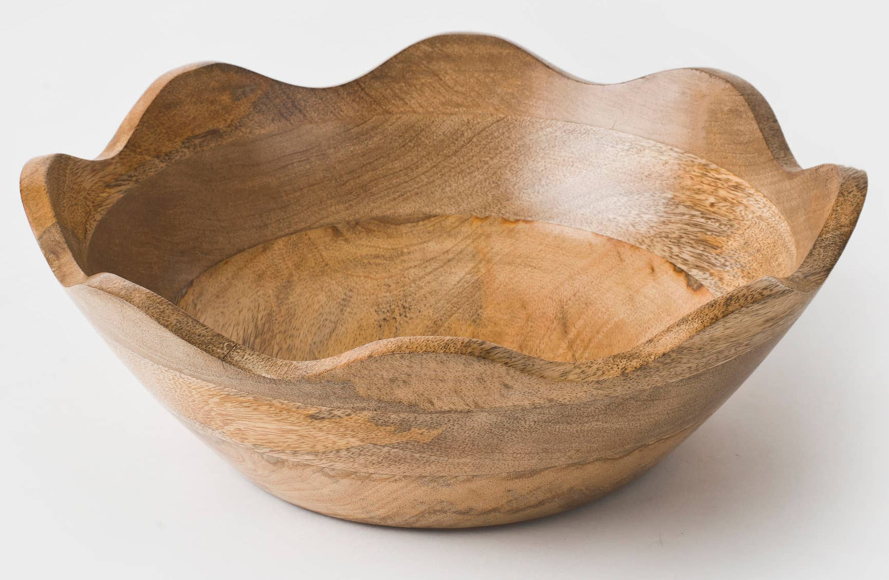 Scalloped Wooden Bowl Medium