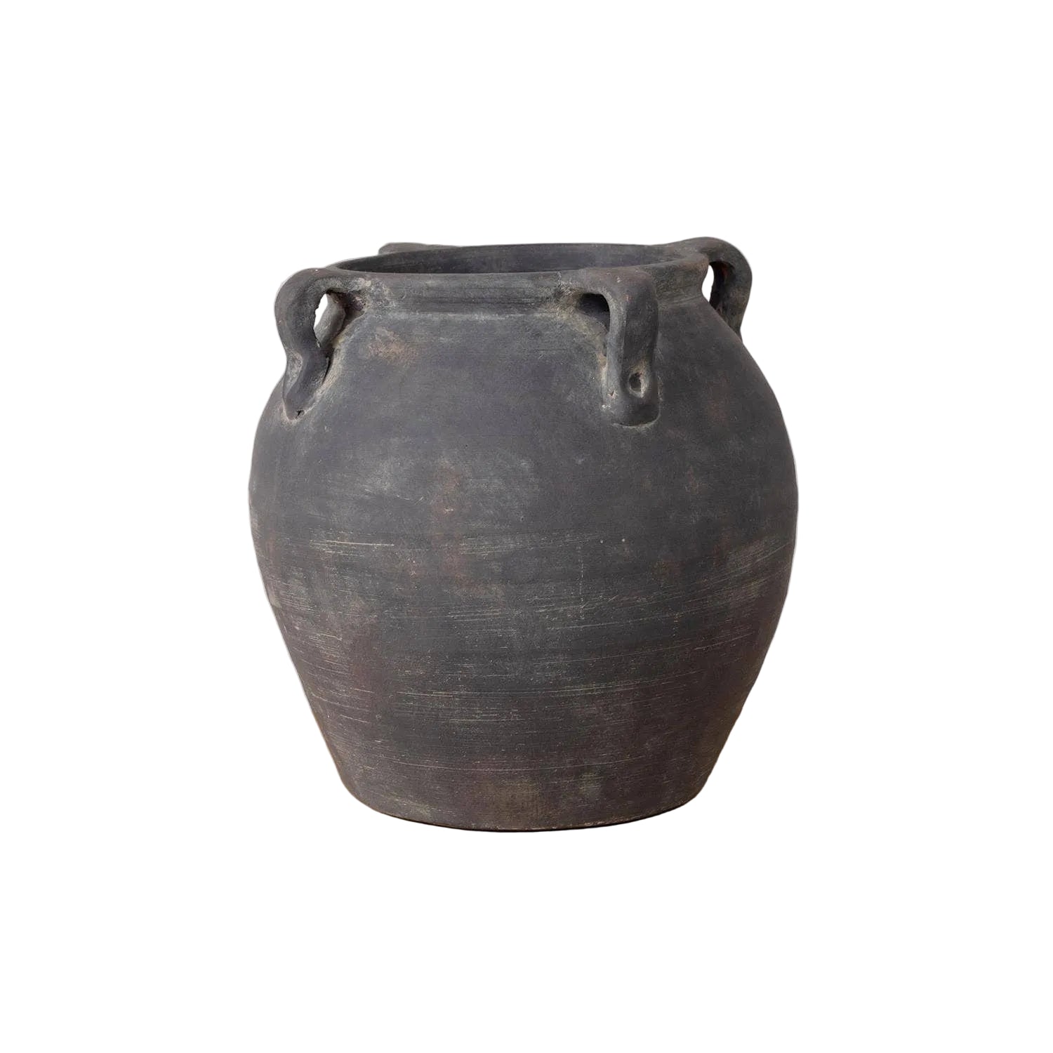 Vase Black Distressed with Handles Large