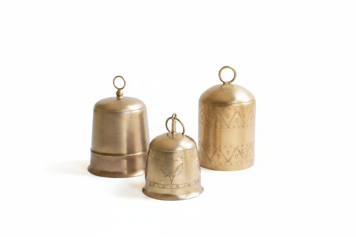 Brass Bells Etched Metal (set of 3)