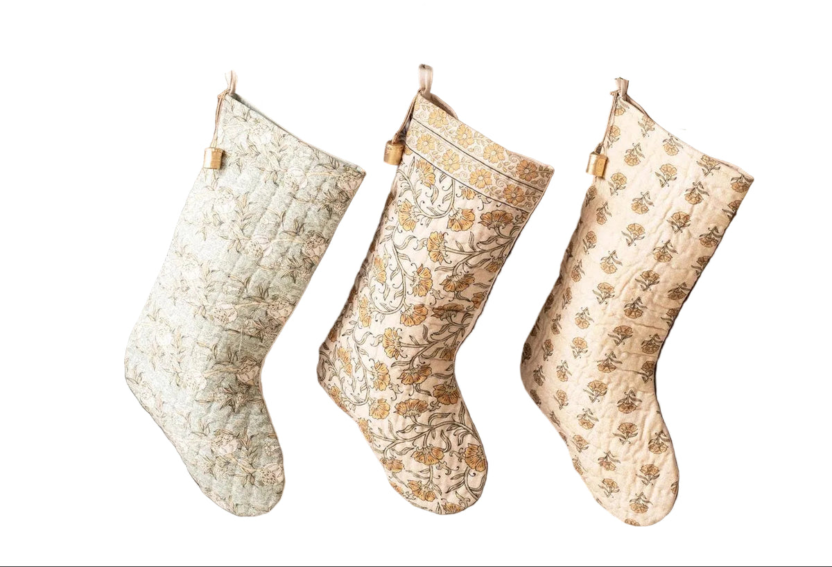 Stocking Block Print With Bells