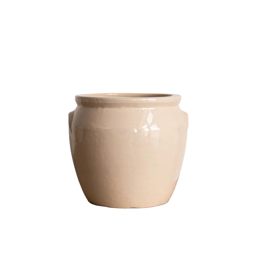 French Replica Crock Light Pink Cream Glazed Confit Pot