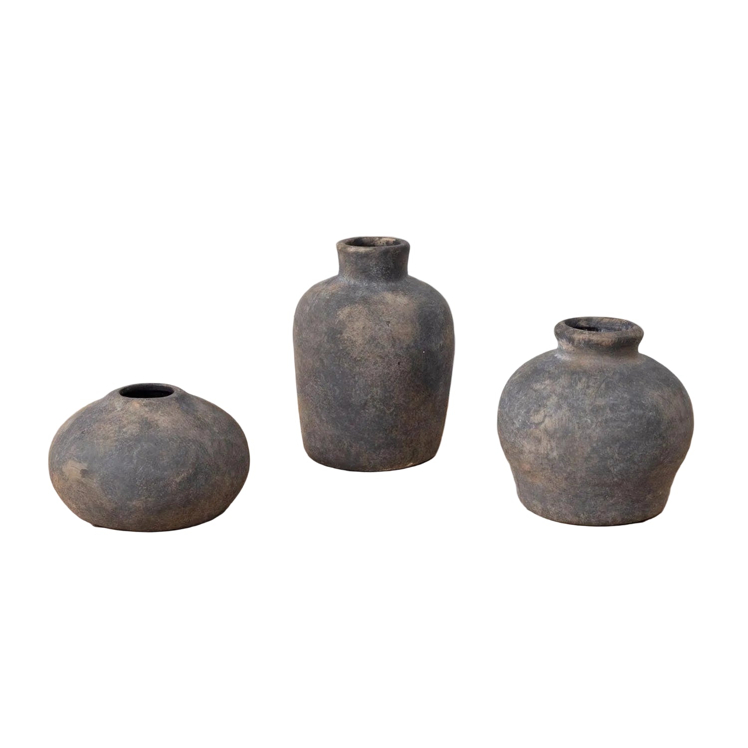 Black Distressed Bud Vases (set of 3)