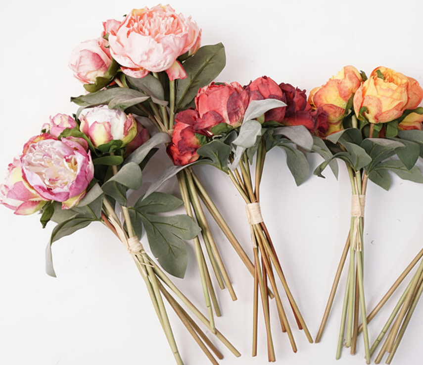 Silk Peony Floral Bouquet Multicolor (7 stems each bundle)