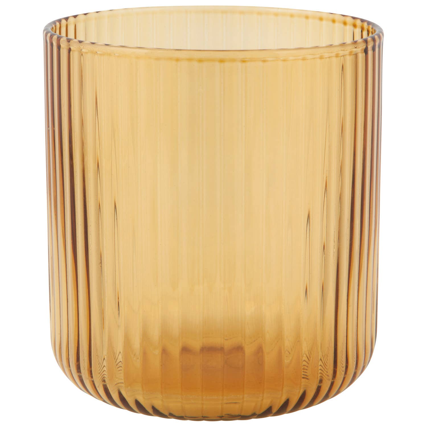 Handblown Fluted Short Tumbler Amber 12 oz