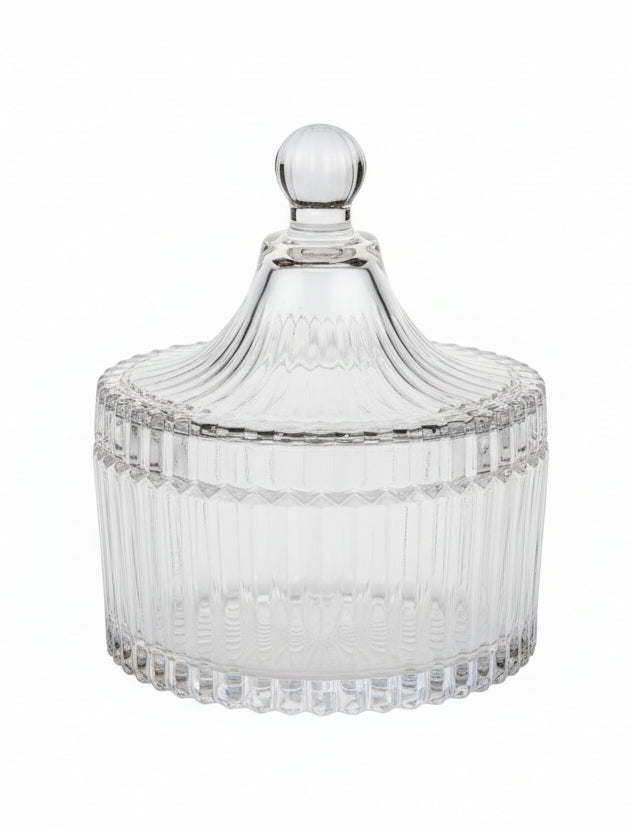 Ribbed Yurt Glass Jar with Lid: Medium
