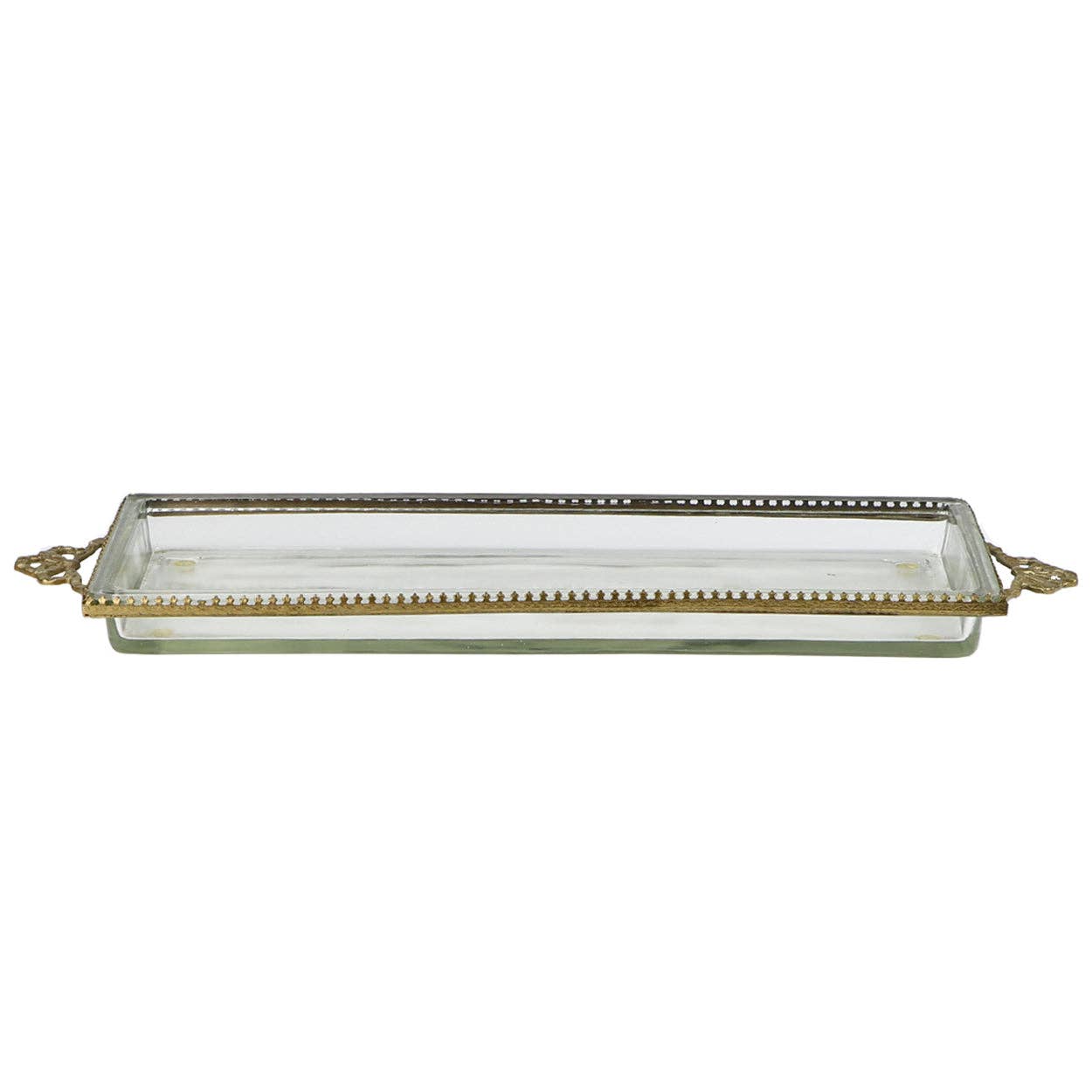 Victorian Glass Tray Embellished Brass