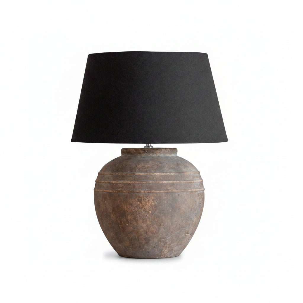 Aged Stone Spherical Table Lamp Large