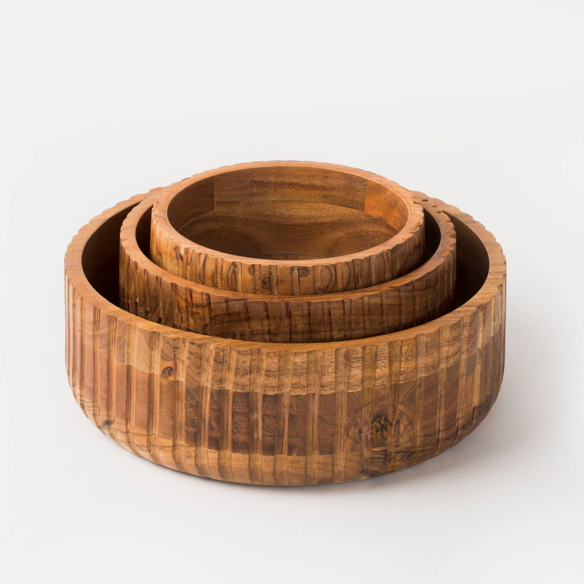 Handcrafted Acacia Wood Bowls (set of 3)