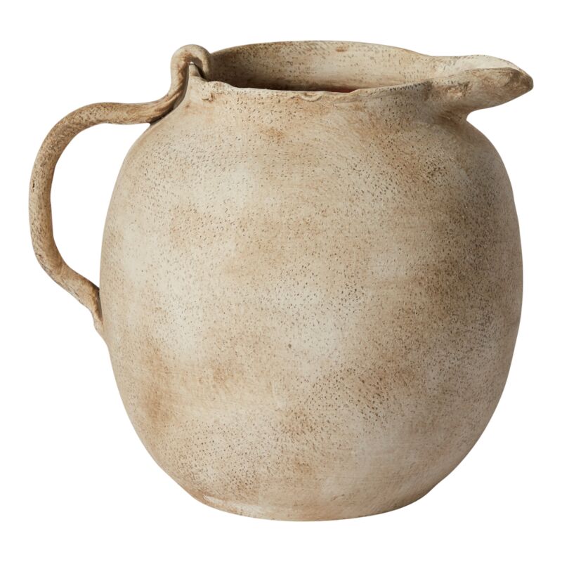 Textured Jug Vase with Handle Green