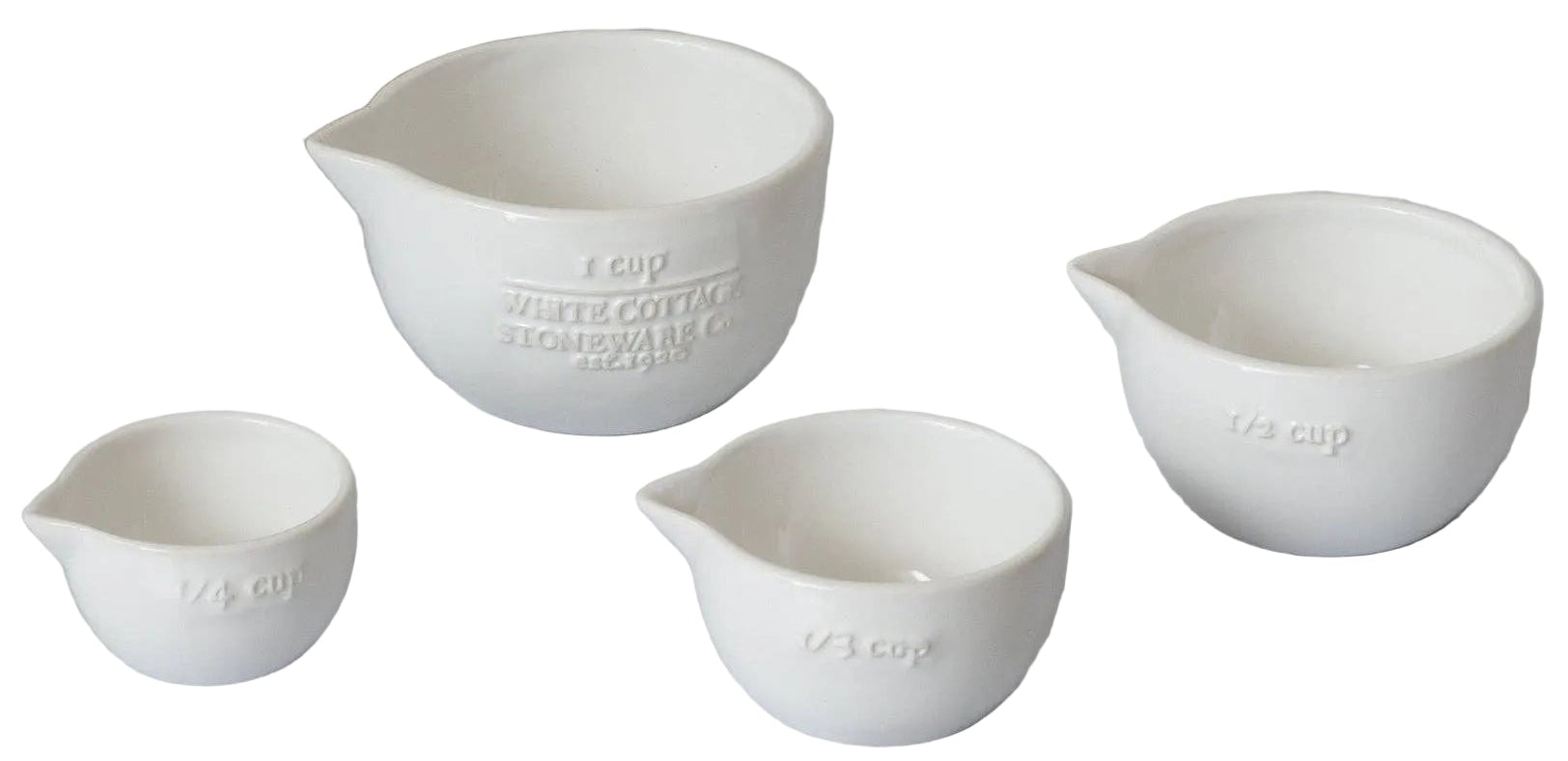 White Cottage Ceramic Measuring Cups (set of 4)