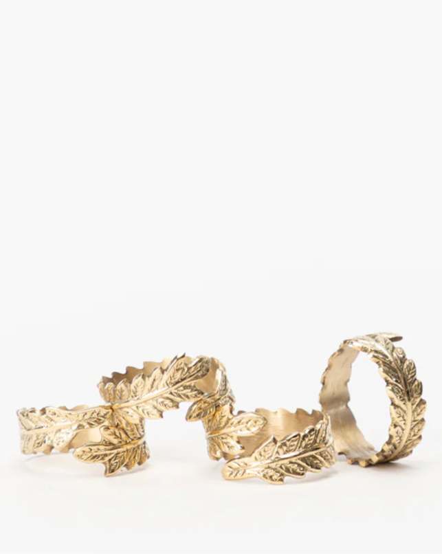 Napkin Rings Set of 4 Botanical Brass