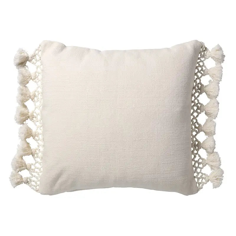 White Cotton Pillow Tassels Down