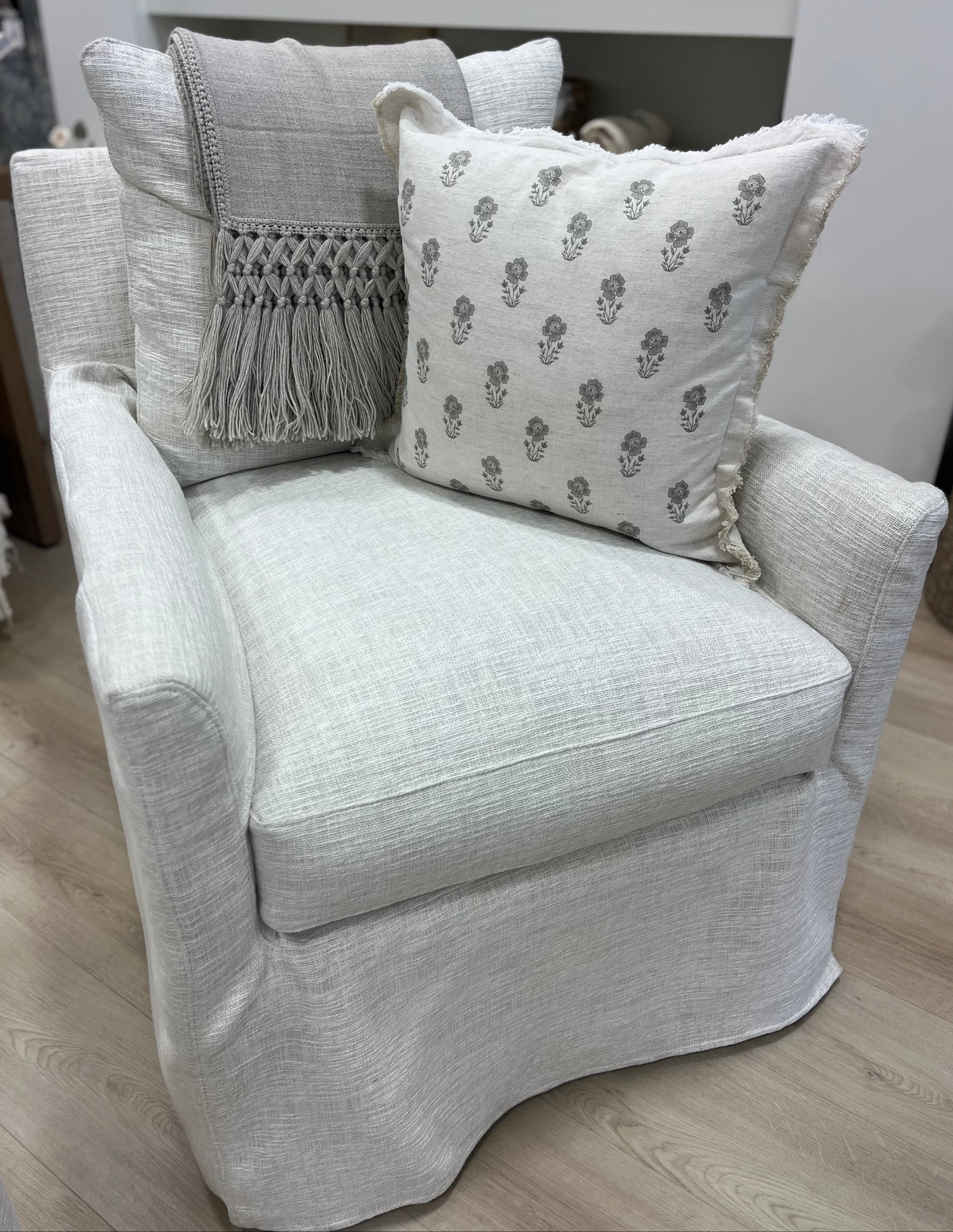 Lilah Slipcovered Swivel Chair