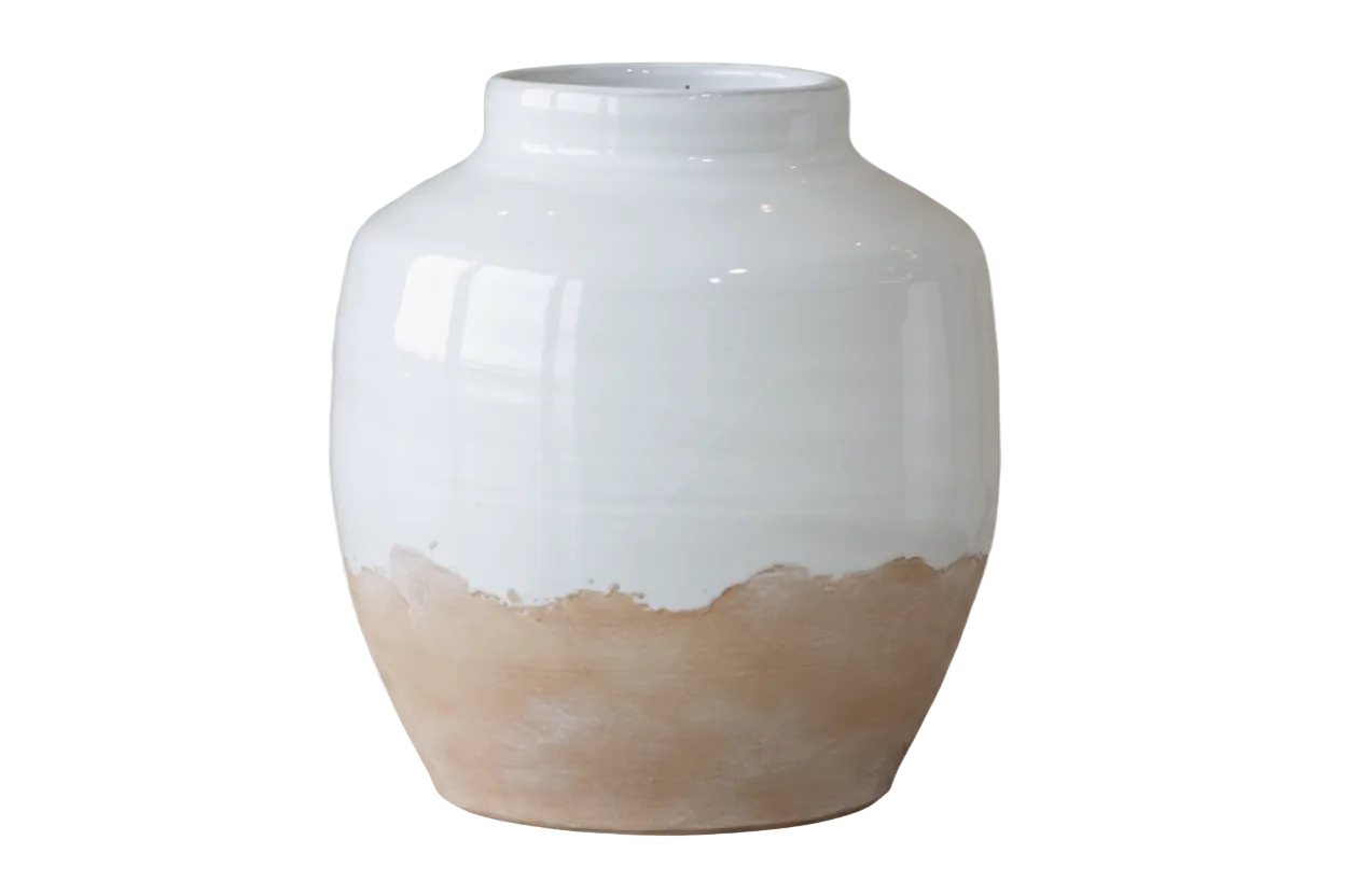 White Ceramic Vase Round 9.5"