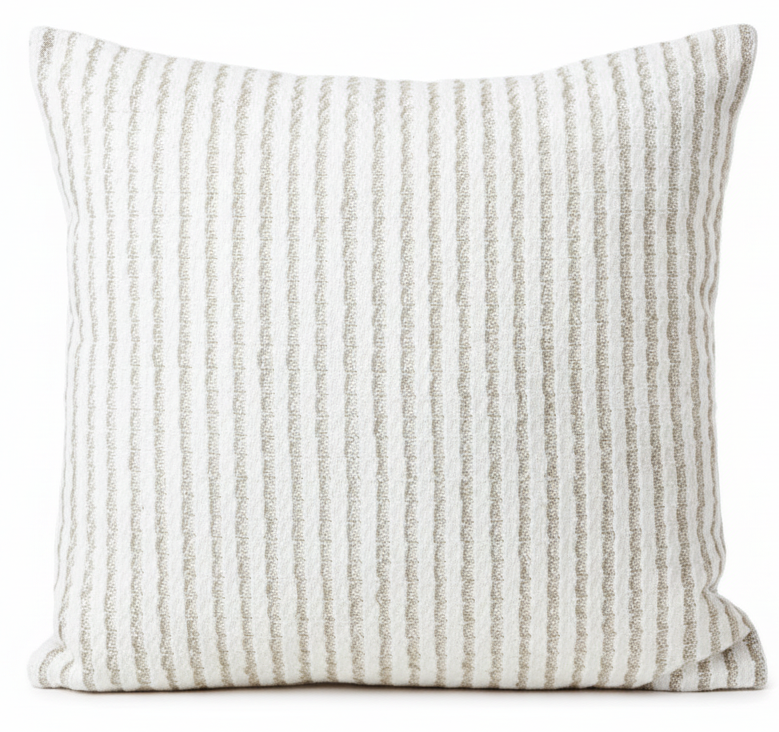 Linen Cotton Beige Pinstriped Pillow