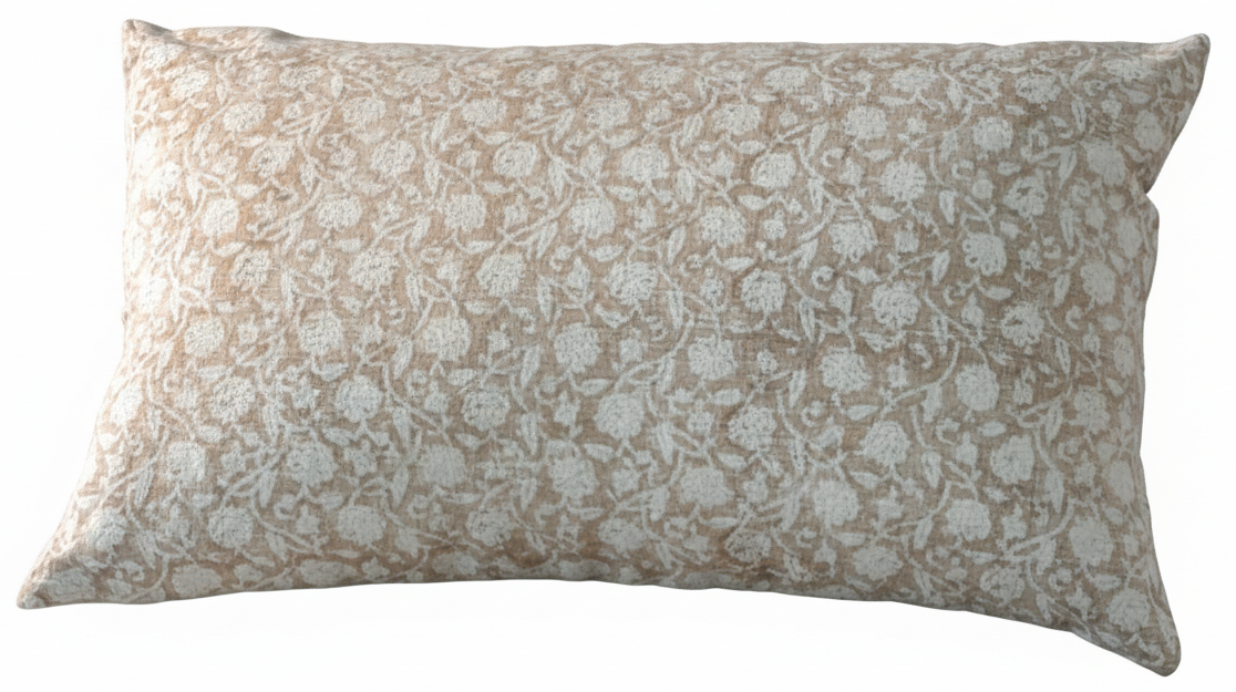 Cotton Blend Sandy Floral Lumbar Pillow