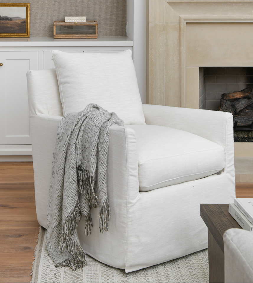 Lilah Slipcovered Swivel Chair