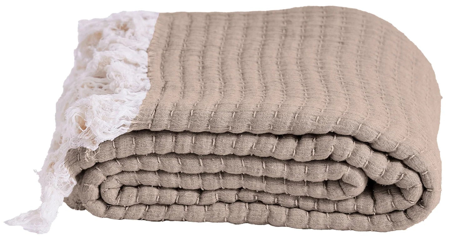 Handmade 100% Cotton Throw Light Brown