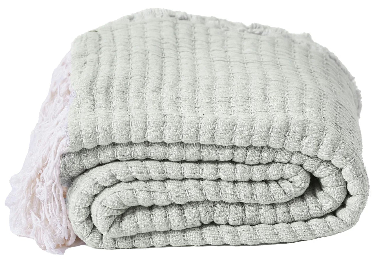 Handmade Throw 100% Cotton Muted Green