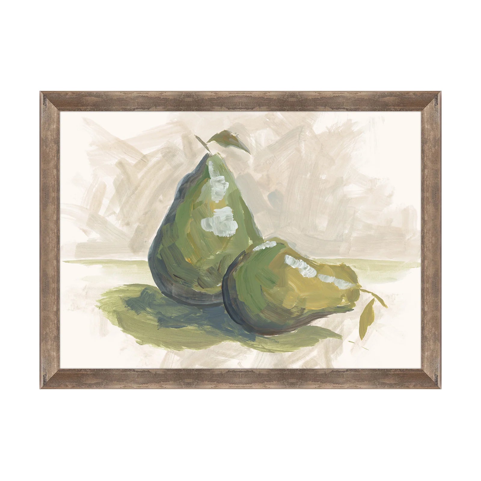 Art Pair of a Pear With Dark Finish Frame 14"x10"